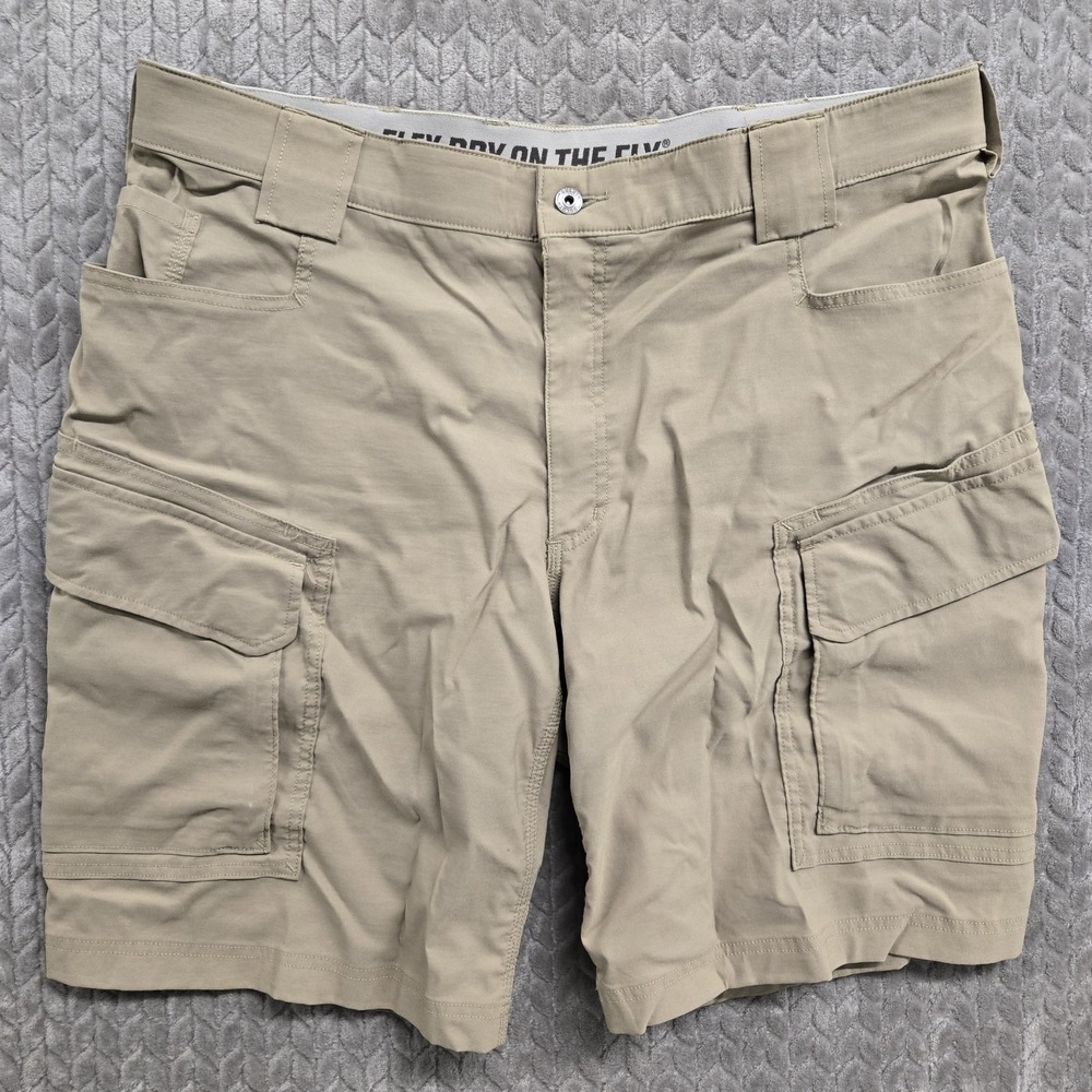 Duluth Shorts Mens 40 Khaki Flex Dry On The Fly Relaxed Fit Cargo Nylon‎ Stretch